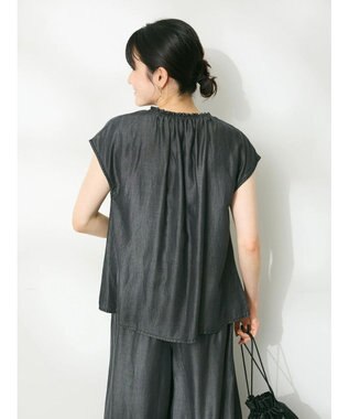 CRAFT STANDARD BOUTIQUE やわらかデニムフレンチスリーブブラウス Black