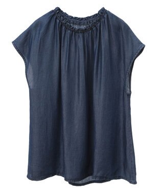 CRAFT STANDARD BOUTIQUE やわらかデニムフレンチスリーブブラウス Indigo