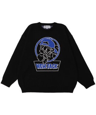 WEGO 【ユニセックス着用ITEM/MLサイズ展開】別注NEW　JACKジャガードニットプルオーバー ブラック