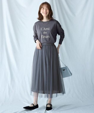 ANY 【洗濯機可】フロッキーロゴロングＴシャツ チャコール