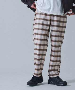 WEGO チェックテーパードスラックス ベージュチェック1