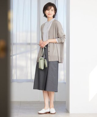 J.PRESS LADIES 【洗える】 シルキーレーヨンストレッチ Ｖネック カーディガン ブラウン系