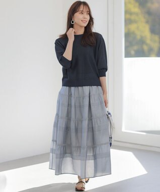 組曲 L 【先行予約・前後着用可】ドルマンスリーブライトラメ ニット ネイビー系