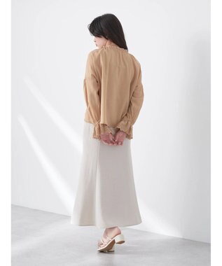 earth music&ecology ギャザーショートブラウス Beige