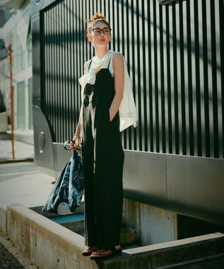 uncrave 【5周年企画・手洗い可】ライト リネン オールインワン（uncrave STANDARD） ブラック