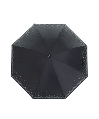 MOONBAT 晴雨兼用日傘 長傘 スカラ刺繍柄プリント／遮光 遮熱 UV ブラック
