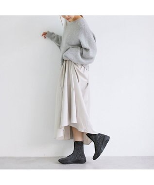 MODE ET JACOMO <carino>フロントジップニットブーツ ダークシルバー