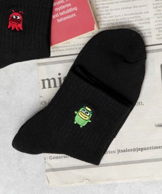 WEGO アニマル刺繍アンクル底パイルソックス 柄14