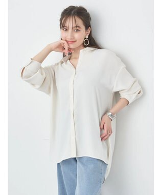 earth music&ecology バックボタンチュニック Off White