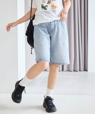 WEGO 【SMサイズ展開】ヴィンテージウォッシュデニムハーフパンツ デニム淡色