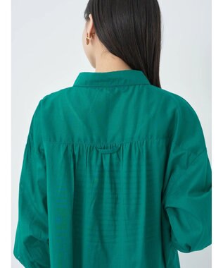 earth music&ecology コットンボイルギャザーシャツ Green