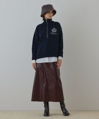 ハーフジップニットトップ