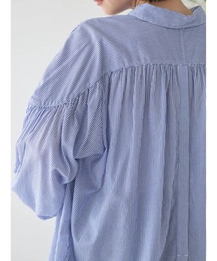 AMERICAN HOLIC カルゼギャザーシャツチュニック Stripe Navy