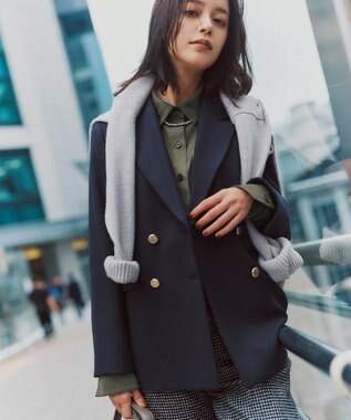 ANY SIS ビューティサーモ2WAYストレッチ テーラードジャケット ネイビー