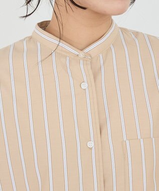 CRAFT STANDARD BOUTIQUE バンドカラーシャツ Stripe Beige
