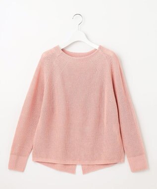 自由区 【WEB限定カラーあり・洗える】リネンミドルゲージボートネック ニット ライトピンク