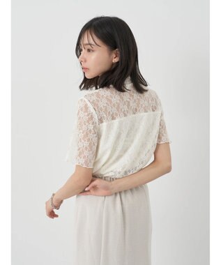 earth music&ecology レースドッキング半袖プルオーバー Ivory