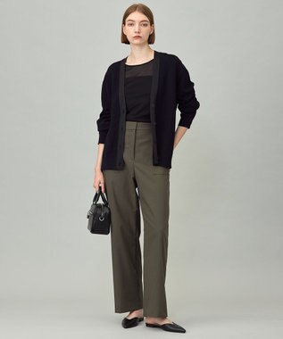 ICB L 【洗える】 ウールテンセルミニブークレ カーディガン ネイビー系