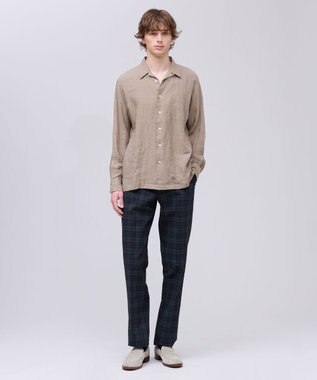 J.PRESS MEN 【LIBECO】リネンオープンカラー シャツ ベージュ系