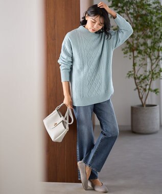 ANY L ソフトタッチケーブルニットチュニック ミント