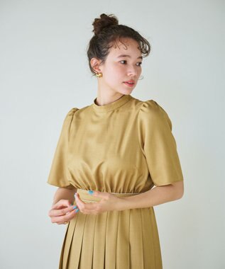 #Newans 〈花乃まりあさんコラボ〉ワイドプリーツワンピース ブラウン