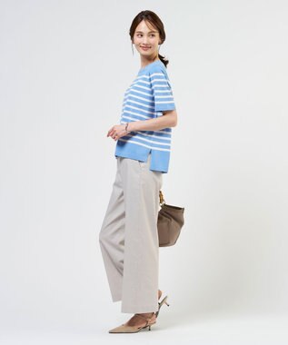 J.PRESS LADIES RELAX OVER KNIT プルオーバー ソフトブルー×オフホワイト