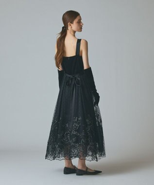 GRACE CONTINENTAL ドットフラワーembドレス ブラック