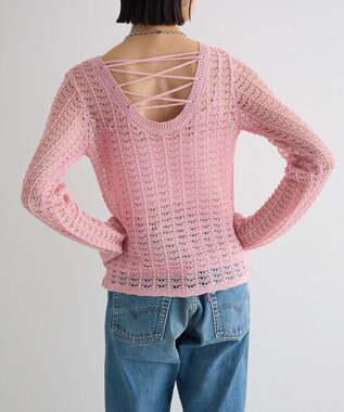 Green Parks ＳＥＴ２点　クロシェ風ニットプルオーバー Pink