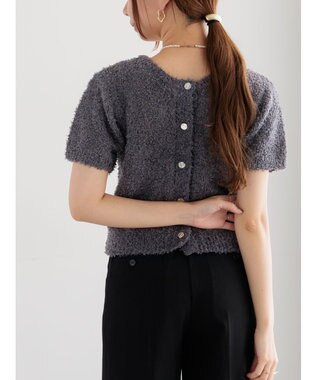 Te chichi テープヤーン前後2WAY5分袖カーディガン グレー