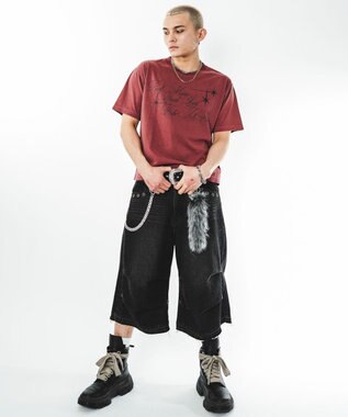 WEGO 【ユニセックス着用ITEM/MLサイズ展開】クロップドグラフィックT（SS） ワイン