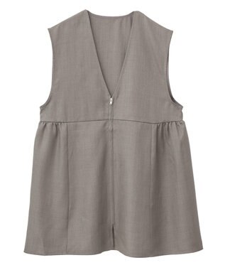 Green Parks 麻調ミディ丈ＺＩＰベスト Brown