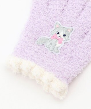 ANY KIDS アニマル刺繍手袋 ラベンダー（ネコ）