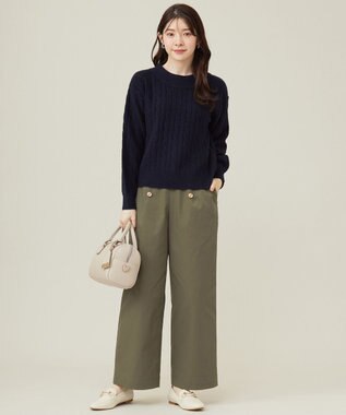 ANY SIS 【洗える】ケーブルAir ニット ネイビー