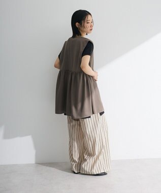 Green Parks 麻調ミディ丈ＺＩＰベスト Brown