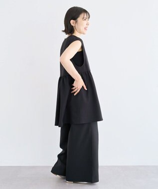 Green Parks 麻調ミディ丈ＺＩＰベスト Black