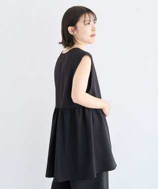 Green Parks 麻調ミディ丈ＺＩＰベスト Black