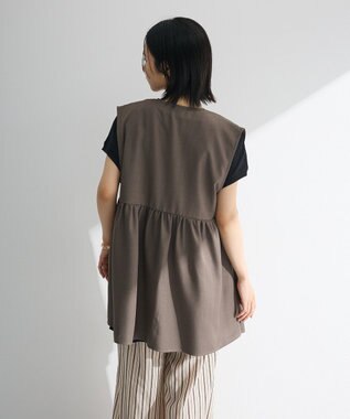 Green Parks 麻調ミディ丈ＺＩＰベスト Brown