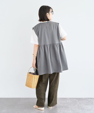 Green Parks 麻調ミディ丈ＺＩＰベスト Light Gray
