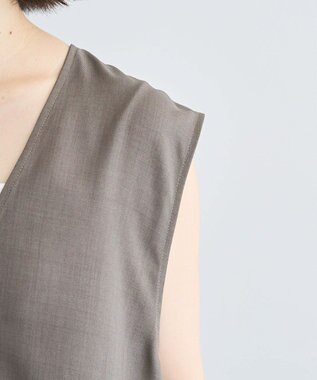 Green Parks 麻調ミディ丈ＺＩＰベスト Brown