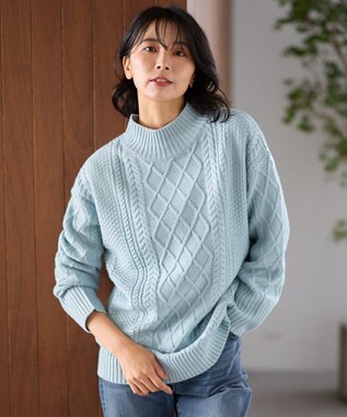 ANY L ソフトタッチケーブルニットチュニック ミント