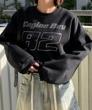 WEGO ラインストーンプルオーバースウェット ブラック