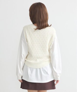 earth music&ecology ラメジャガードニットベスト Ivory