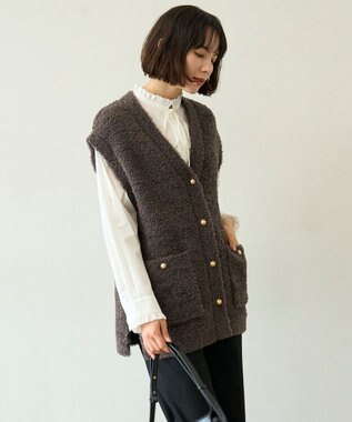UNFILO 【STORY×UNFILO】シャギーニット ベスト チャコールブラウン