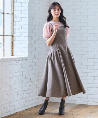 Feroux バッグリボン ジャンパースカート ダークブラウン系