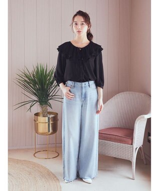 earth music&ecology メローラッフルブラウス Black