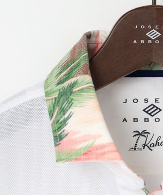 JOSEPH ABBOUD ギフトに！【老舗アロハブランドとコラボレーション】カハラ アロハ ダディ ポロシャツ ホワイト×ピンクヤシ襟