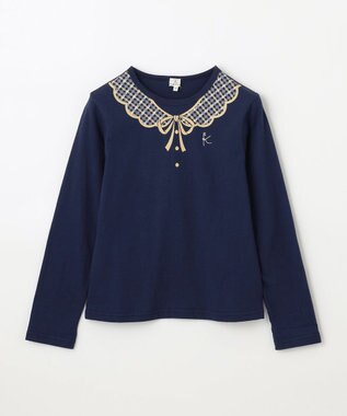 組曲 KIDS 【150-160㎝】トロンプルイユロン Tシャツ ネイビー