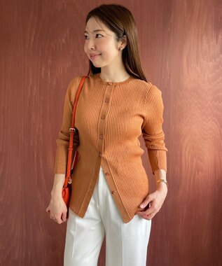 UNFILO シアーリブ ニットカーディガン キャメル