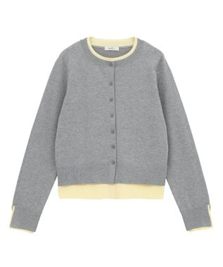 earth music&ecology 【コットン混紡】バイカラーレイヤード風カーディガン Gray