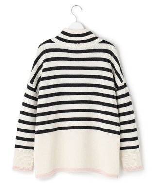 23区 【CLASSY.1月号掲載】ウールナイロン ボーダー ハイネック ニット アイボリーボーダー